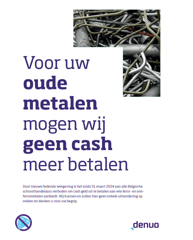 Affiche verbod cash-betalingen schroothandelaars