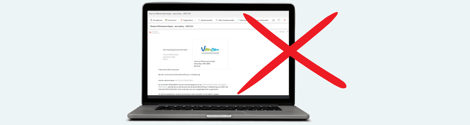 Le Vlaamse Milieumaatschappij (VMM) met en garde contre de faux rappels de paiement de taxes