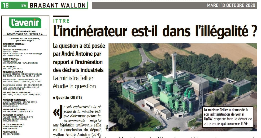 Incinérateur d'InBW : Le point de vue de Denuo à nouveau dans la presse