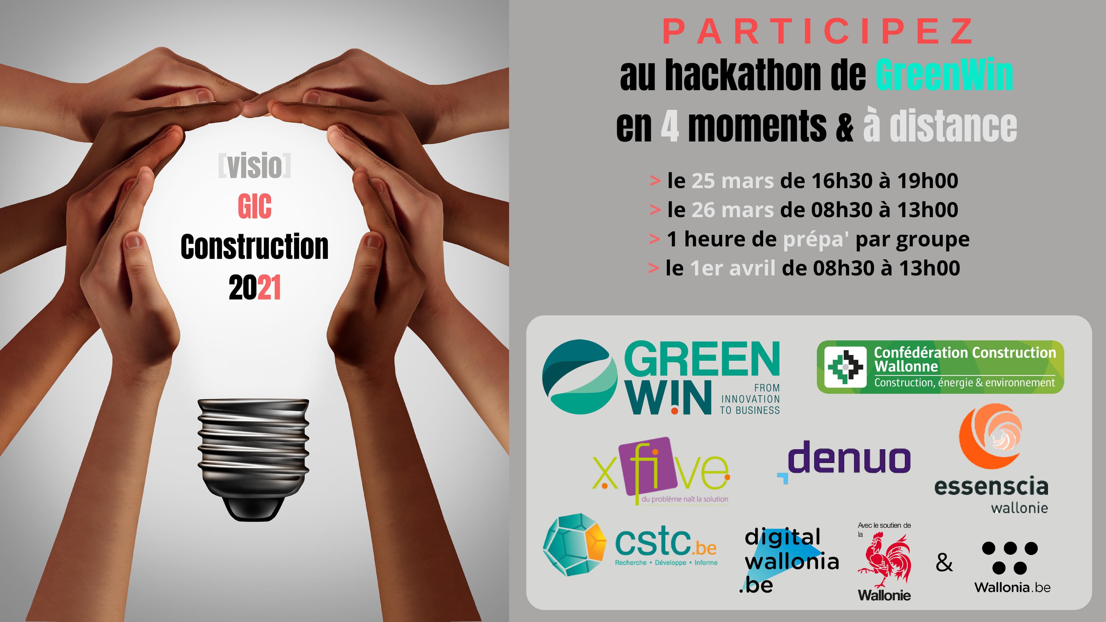 Participez au GIC Construction 2021: le hackathon de GreenWin aura lieu entre le 25 mars et le 1er avril !