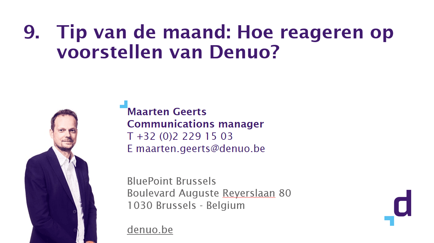 Ontdek de verschillende manieren om Denuo uw feedback/input/mening/reactie te bezorgen
