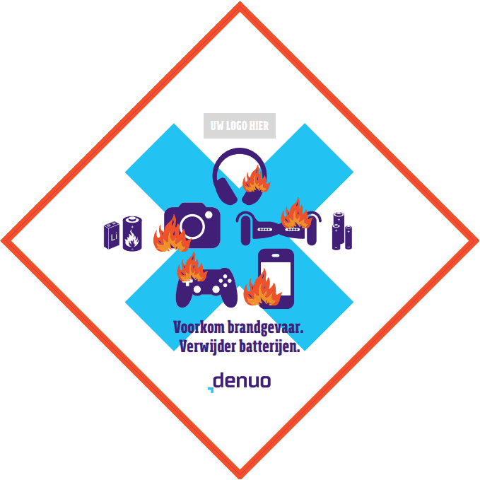Download gratis onze sensibiliseringsstickers 'Voorkom brandgevaar - Verwijder batterijen'