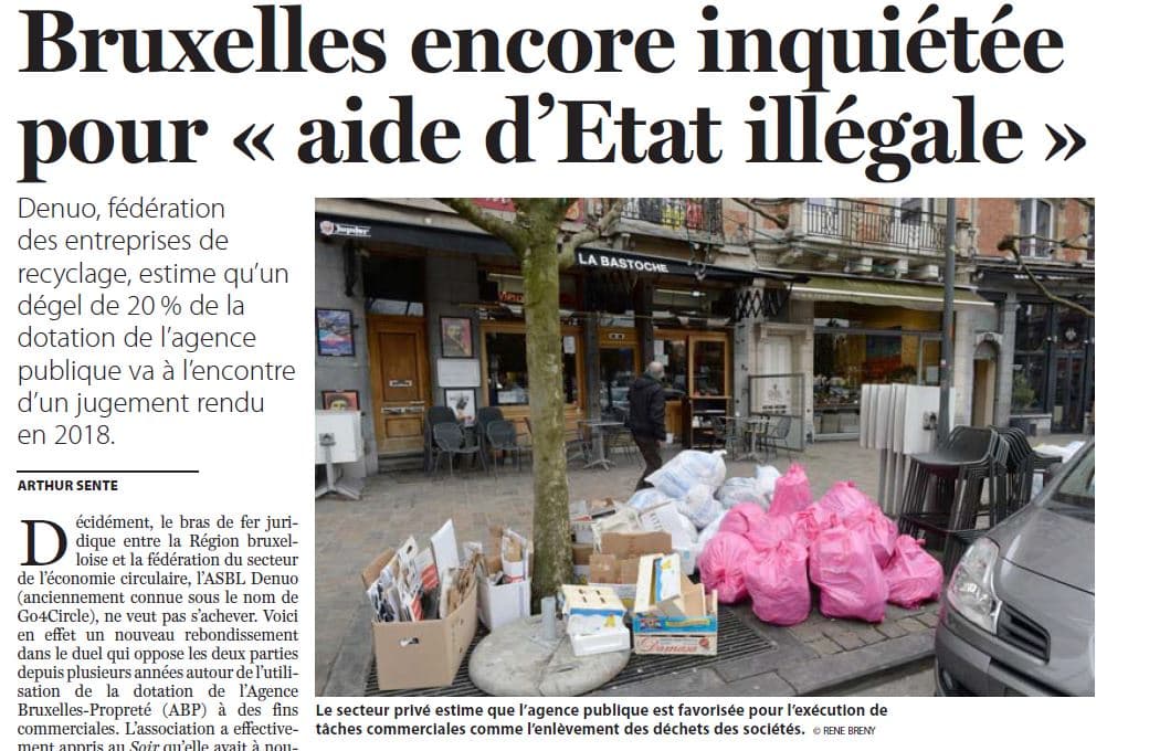 Le Soir donne écho de notre nouvelle plainte contre la Région Bruxelloise